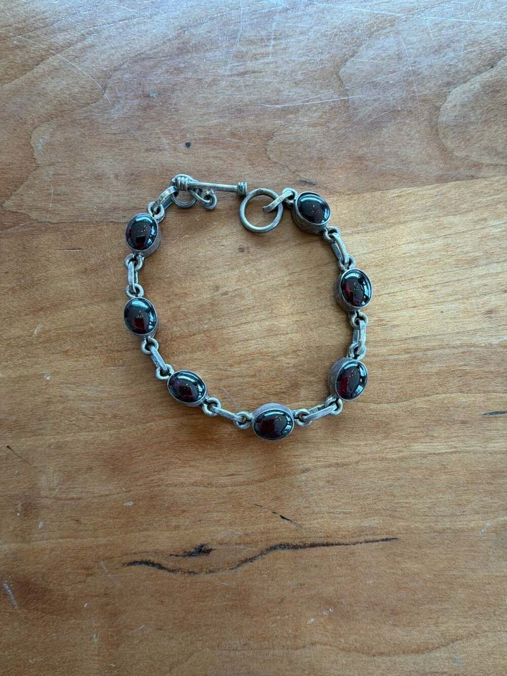 Silpada 925 Sterling Silver Garnet Toggle Bracelet